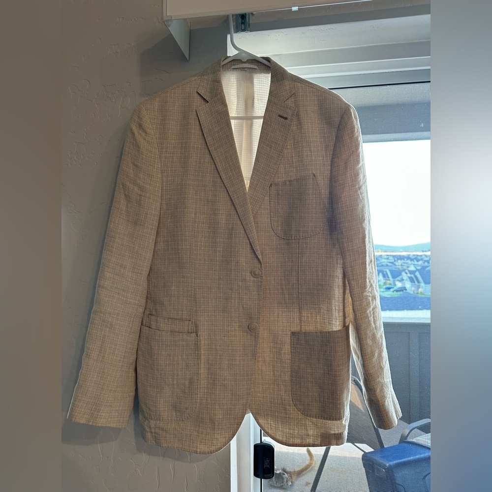 40r Jkt New York Beiger Checker Pattern Blazer - image 1